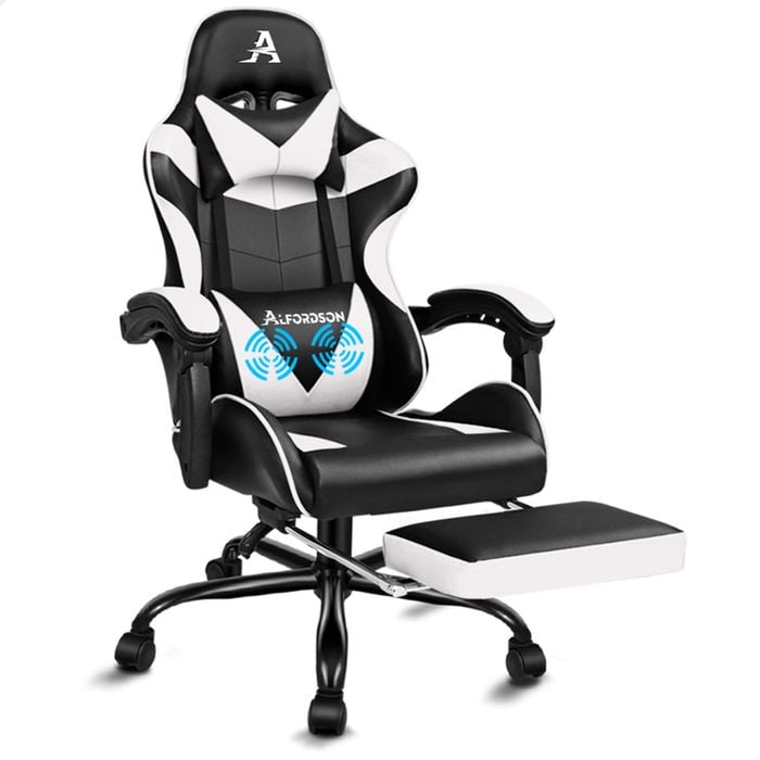 Black outlet and white gaming chair