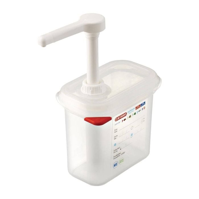 Araven Sauce Dispenser With Pump Gn 1/9 Transparent 1.5l Commercial Kitchen Catering Supplies