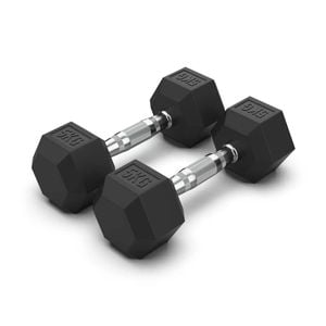 2 Pack of 5kg Dumbell - Total 10kg Hex Rubber Coat Iron Dumbells