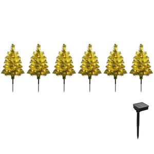 Costway 6-Pack Pre-Lit Artificial Christmas Tree 45cm Solar Powered Mini Xmas Trees