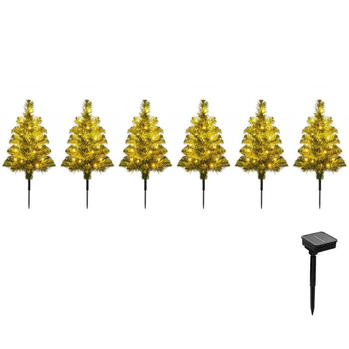 Costway 6-Pack Pre-Lit Artificial Christmas Tree 45cm Solar Powered Mini Xmas Trees
