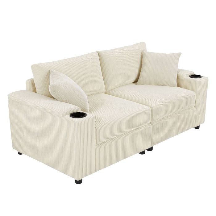 Ufurniture 2 Seaters Sofa Modular Lazy Lounge Sofa Beige