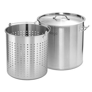 SOGA 18/10 Stainless Steel Stock Pot 71L with Perforated Basket 50L