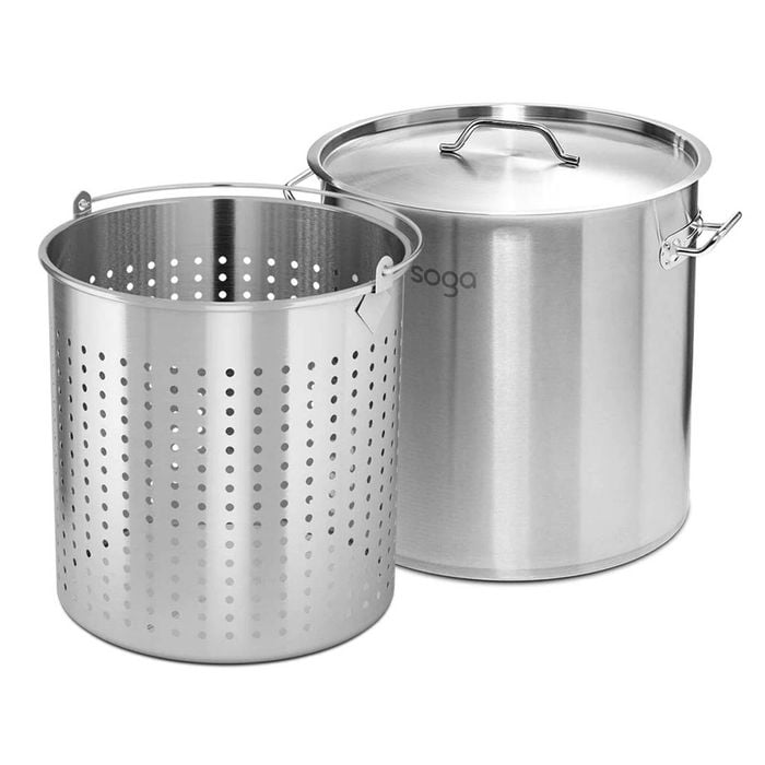 SOGA 18/10 Stainless Steel Stock Pot 71L with Perforated Basket 50L