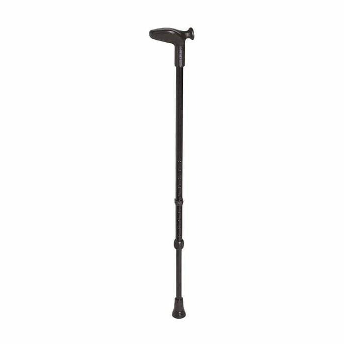 Rebotec Anatomic Contoured Grip Walking Stick -  Adjustable Height, Lightweight & Sturdy - Black - Left