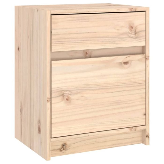 vidaXL Solid Pinewood Bedside Cabinet Nightstand Drawer Storage Bed Cabinet