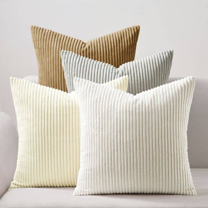 Gioia Casa Corduroy Velvet Cushion Covers - Soft Velvet Fabric with Hidden Zipper - Gradient Beige, 45cm x 45cm (Pack of 4)