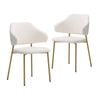 Oikiture 2PC Dining Chair Sherpa White&Gold