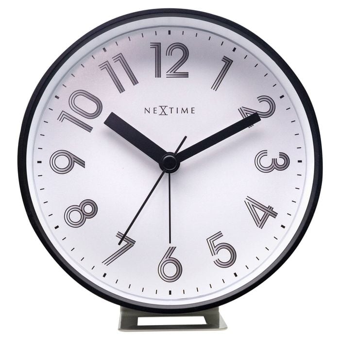 Nextime Reflect 12.5x13cm Plastic Alarm Clock Analogue W/ Night Light White