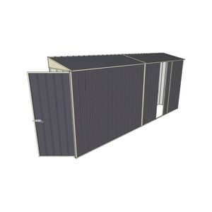 Build-a-Shed 0.8 x 4.5 x 2m Skillion Single Hinged Door Shed with Single Sliding Side Door - Grey