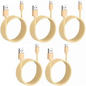 iWill 5 Pack 1m Data Transfer Charger Charging USB Cable Cord for Apple iPhone iPad iPod Bulk Braided Gold Strong Nylon