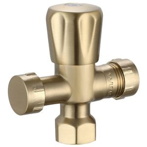 evekare 15 x 15mm Brushed Brass Double Mini Cistern Stop Tap