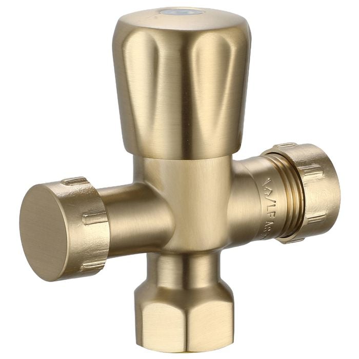 evekare 15 x 15mm Brushed Brass Double Mini Cistern Stop Tap