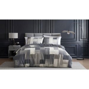 Ardor Cameron Cotton Sateen Comfort Quilt Cover Set Double Bed Charcoal