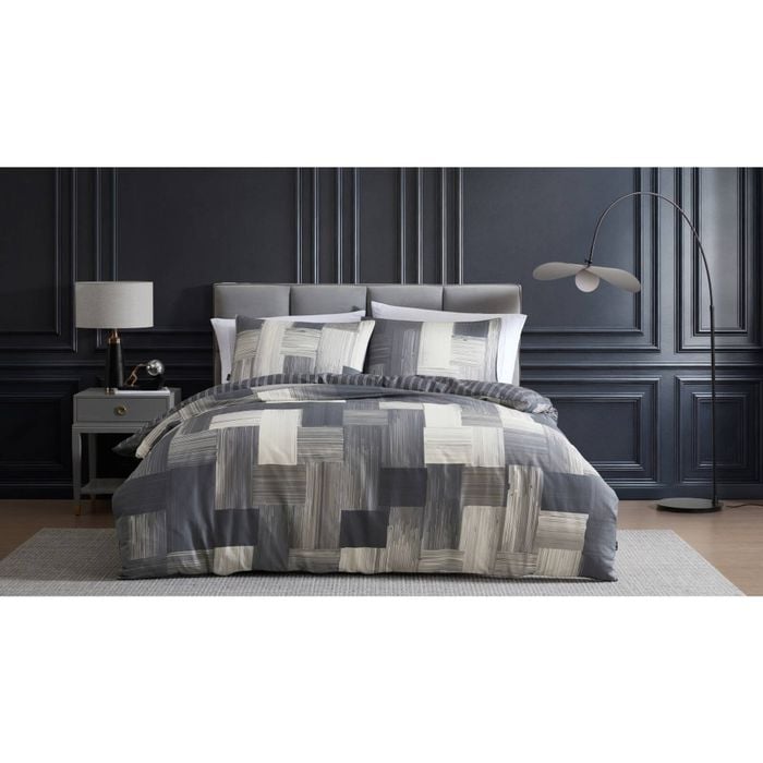 Ardor Cameron Cotton Sateen Comfort Quilt Cover Set Double Bed Charcoal