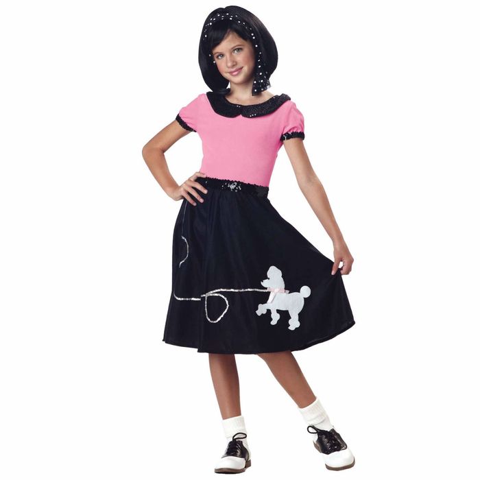 50s Hop Pink Poodle 1950s Greaser Rock Roll Retro Book Week Girls Costume XS