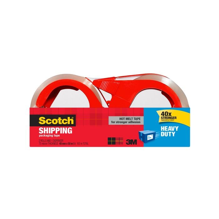 Scotch Heavy 48mm x 50m Duty Shipping Packaging Tape - 2 Rolls And 1 Dispenser