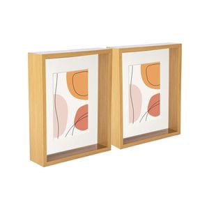 Nicola Spring 3D Deep Box Photo Frames - 8 x 10" with 5 x 7" Mount - Light Wood - Pack of 2