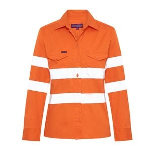 Green Hip Long Sleeve HiVis Reflective Shirt Orange Size 14