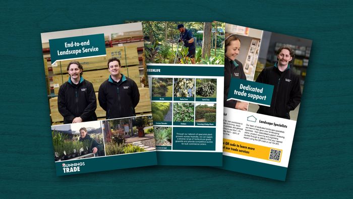 Pages from the Bunnings Trade Landscaping brochure.