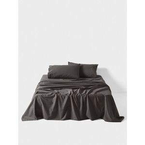 Linen House King Cotton Sateen Sheet w/ Pillowcase Set - Charcoal