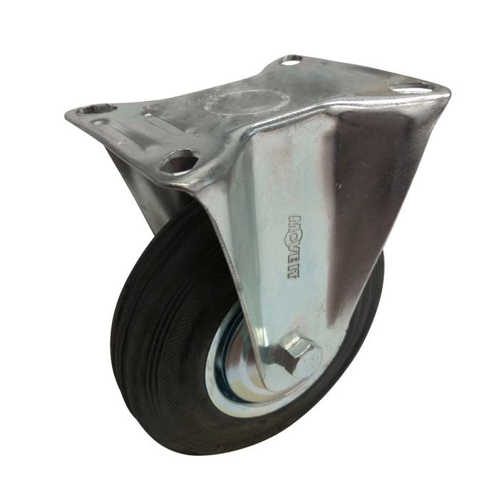 Move It 125mm 100kg Black Rubber Fixed Plate Castor
