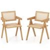 Costway 2pcs Rattan Dining Chair Bamboo Armchair