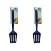 2x Tasty Silicone Slotted Turner Kitchen Frying/cooking Utensil 35.5cm Dark Blue