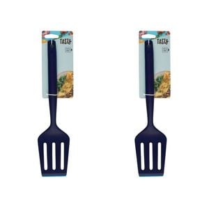 2x Tasty Silicone Slotted Turner Kitchen Frying/cooking Utensil 35.5cm Dark Blue