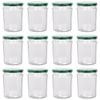 Argon Tableware Glass Jam Jars with Green Lids - 380ml - Pack of 12
