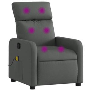 vidaXL Massage Recliner Chair Reclining Armchair Single Sofa Dark Grey Fabric