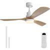 OAKORY 132cm Modern Ceiling Fan LED Remote Reversible DC Motor Light Wood