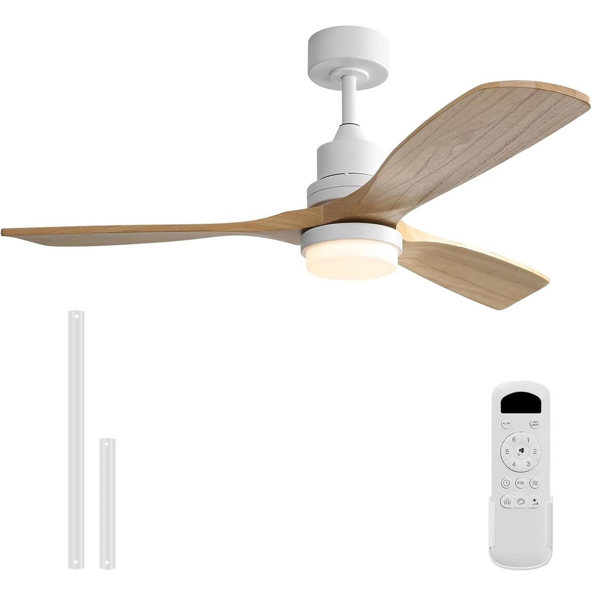 OAKORY 132cm Modern Ceiling Fan LED Remote Reversible DC Motor Light ...