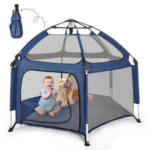 Foldable Playpen Lightweight Pop-Up Playpen Safe and Sun Protection with Uv Canopy