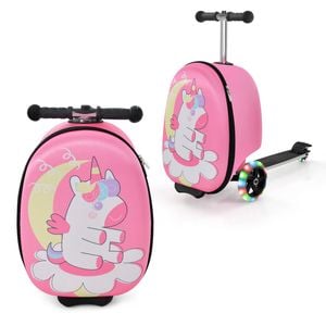 Costway Kids Suitcase Scooter Unicorn Luggage Skateboard Children Ride-on Suitcase