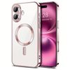 For Apple iPhone 17 MagSafe Magnetic Case with HaloLock Shockproof Protective Electroplating Clear Cover (Rose Gold)