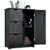 Costway Bathroom Floor Cabinet Wooden Side Storage Unit Organizer - Black