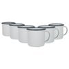 Argon Tableware 375ml Enamel Mugs - Navy Rim - Set Of 6 Metal Drinking Cups Coffee Teacup Mug Set Hot, Cold Drinks Cups