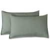 CleverPolly Twin Pack Vintage Washed Microfibre Standard Pillowcase - Khaki Green