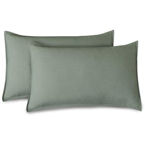 CleverPolly Twin Pack Vintage Washed Microfibre Standard Pillowcase - Khaki Green