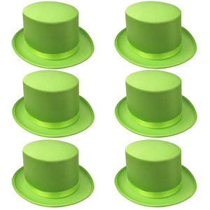 6x SATIN TOP HAT Costume Party Cap Fancy Dress Trilby Fedora One Size BULK Light Green