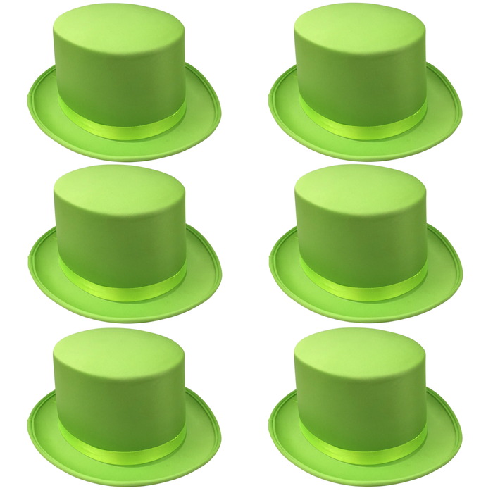 6x SATIN TOP HAT Costume Party Cap Fancy Dress Trilby Fedora One Size BULK Light Green