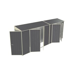 Build-a-Shed 0.8 x 5.2 x 2.0m Skillion Double Plus Double Hinged Side Doors Shed - Grey