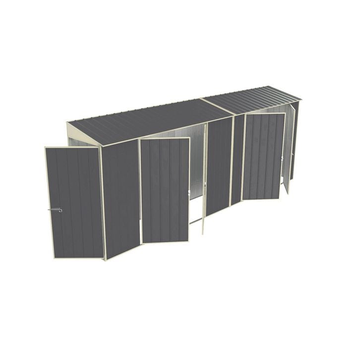 Build-a-Shed 0.8 x 5.2 x 2.0m Skillion Double Plus Double Hinged Side Doors Shed - Grey