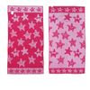 Jacquard Velour Cotton Rich Reversible Beach Towel 81 x 162 cm Hot Pink Stars