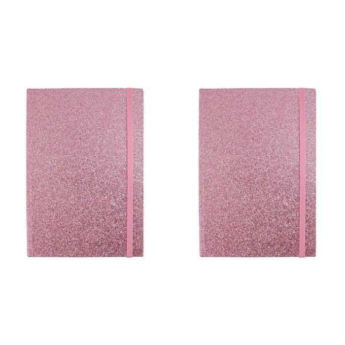 2x Lvd 21cm Notebook A5 Journal/note Writing Stationery 80 Pages Glitter Rose