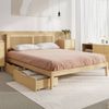 Oikiture Queen Wooden Bed Frame with 2 Storage Drawers