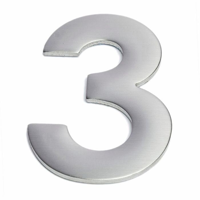 Sandleford 75mm Suburban Stainless Steel Self Adhesive House Number 3