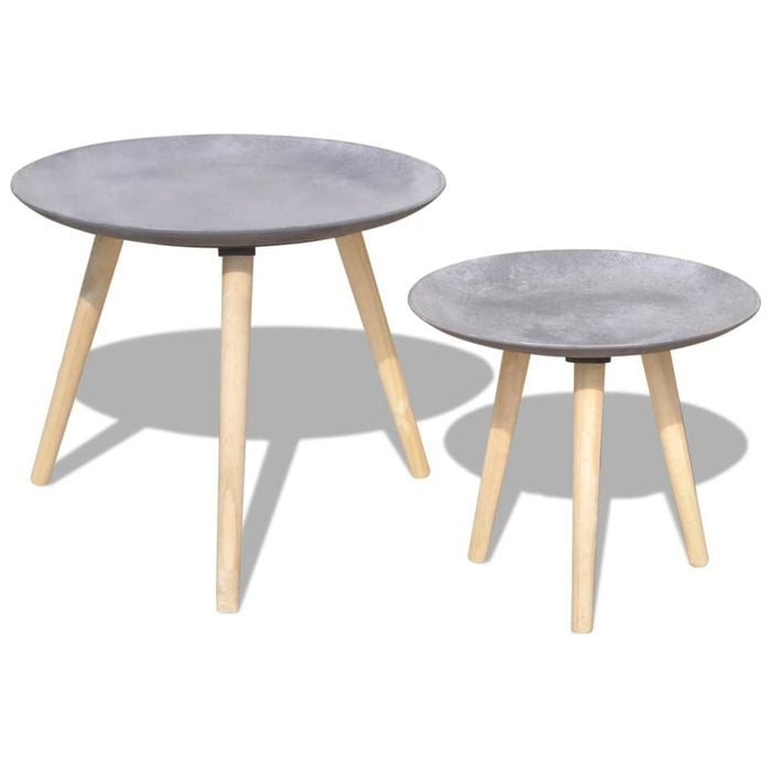 vidaXL 2 Piece Side Table/Coffee Table Set 55cm 44cm Concrete Grey Furniture