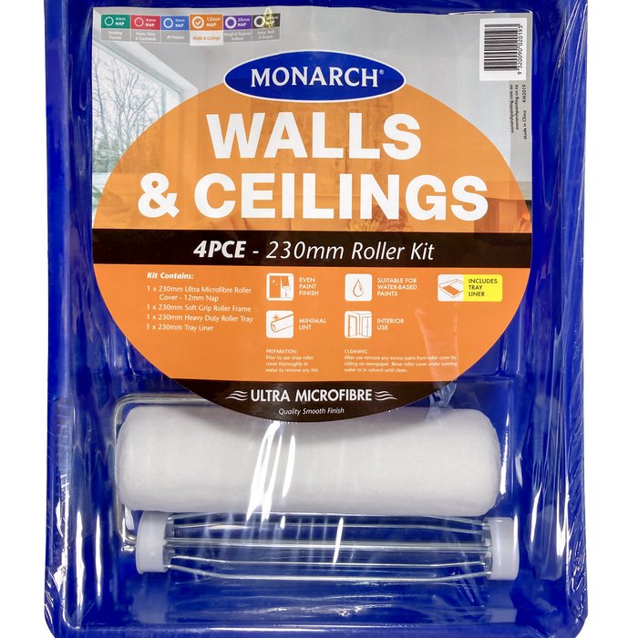 Monarch 230mm 4 Piece Walls & Ceilings Ultra Microfibre Roller Kit